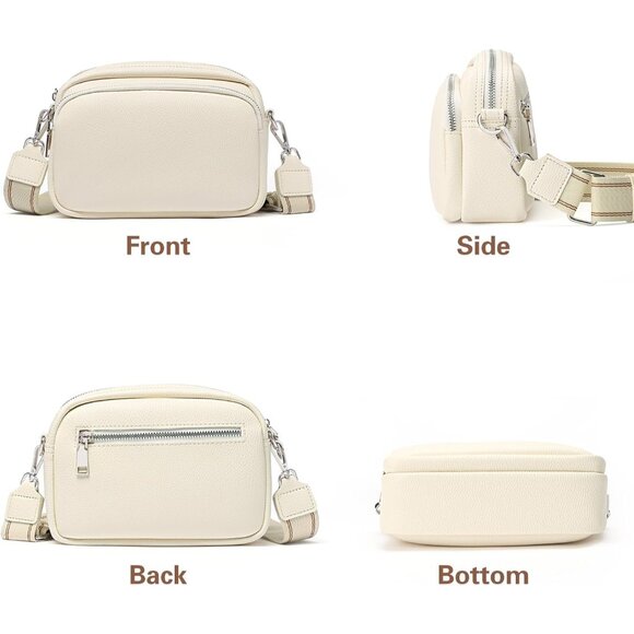 Women's Leather Crossbody Bag Small Purse with Wide Strap for Travel - Picture 6 of 6